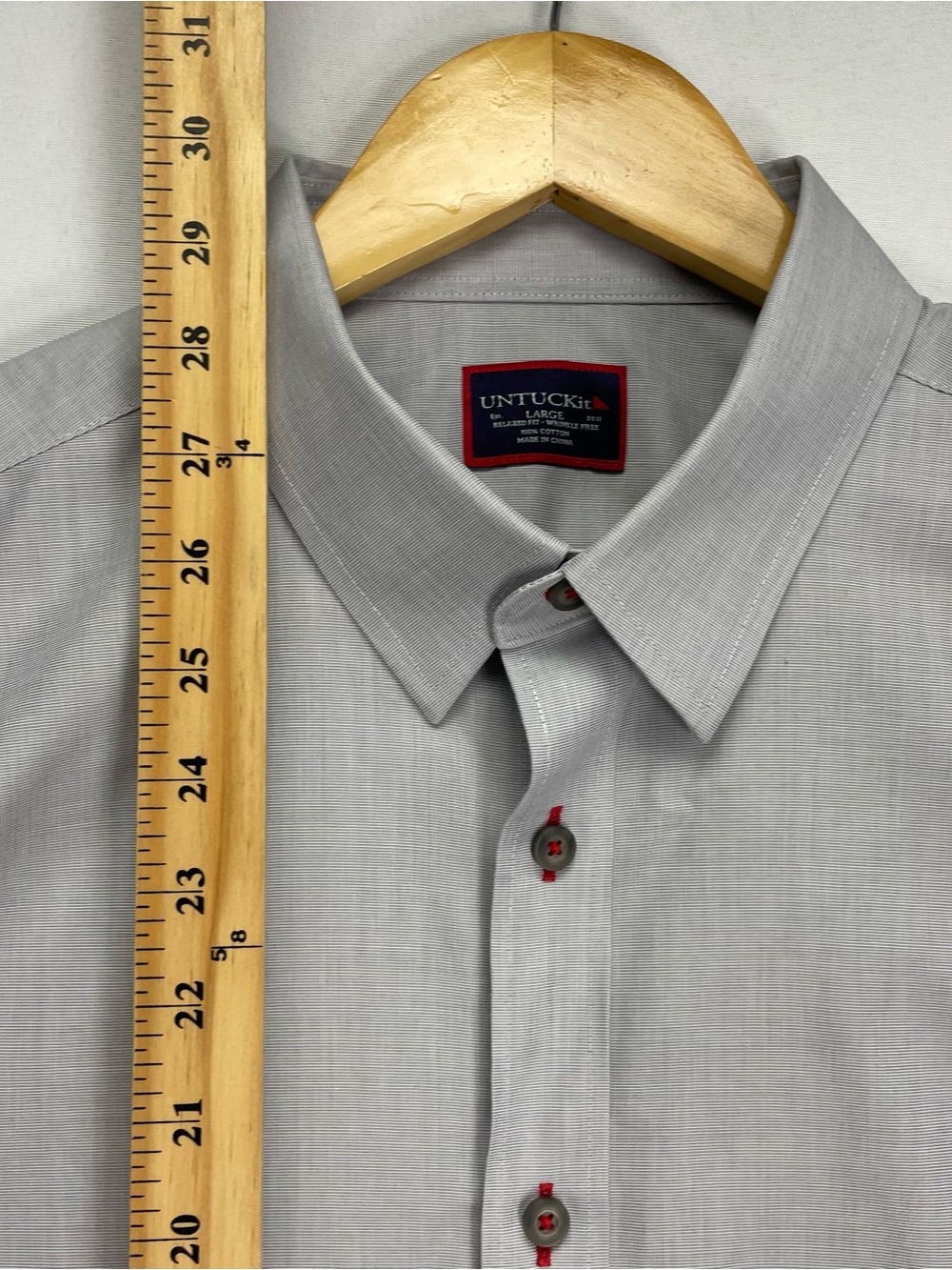 UNTUCKit Shirt Men’s L Gray Relaxed Fit Wrinkle Free Rubican WF Button Down - Picture 9 of 11